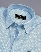 Orient Blue Diamond Printed Poplin Cotton Shirt