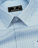 Orient Blue Diamond Printed Poplin Cotton Shirt