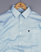 Orient Blue Diamond Printed Poplin Cotton Shirt