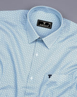 Orient Blue Diamond Printed Poplin Cotton Shirt