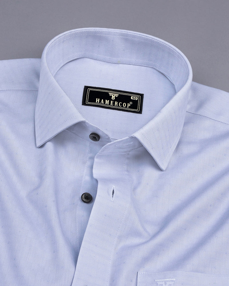 Platinum Gray Self Dobby Check Premium Cotton Shirt