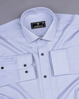 Platinum Gray Self Dobby Check Premium Cotton Shirt