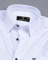 Begonia White With Gray Printed Cotton Formal Shirt