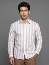 Castor Cream With White Stripe Amsler Linen Formal Shirt