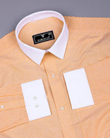 Moccasin Yellow Pencil Stripe Designer Cotton Shirt