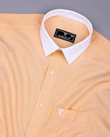 Moccasin Yellow Pencil Stripe Designer Cotton Shirt