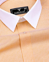 Moccasin Yellow Pencil Stripe Designer Cotton Shirt