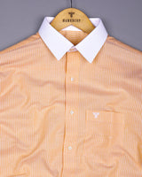 Moccasin Yellow Pencil Stripe Designer Cotton Shirt