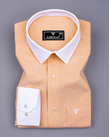 Moccasin Yellow Pencil Stripe Designer Cotton Shirt