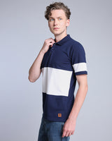 NavyBlue With White Pique Pima Designer T-Shirt