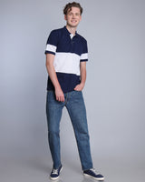 NavyBlue With White Pique Pima Designer T-Shirt