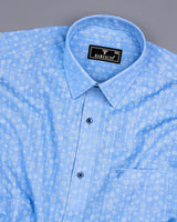 Modena SkyBlue Circle Chain Printed Linen Cotton Shirt