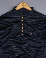 Black Glitter Printed Soft Satin Cotton Shirt Style Kurta