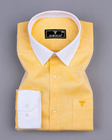 Taffy Yellow Hexagon Shaped Dobby Cotton Designer Shirt