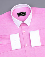 Taffy Pink Hexagon Shaped Dobby Cotton Designer Shirt