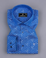 Adorf Blue Jacquard Textured Cotton Shirt