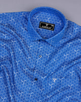 Adorf Blue Jacquard Textured Cotton Shirt