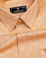 Vicenza Biscuit Cream Jacquard Textured Cotton Shirt