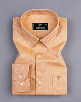 Vicenza Biscuit Cream Jacquard Textured Cotton Shirt