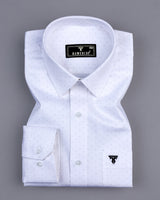 Argon White With Black Dotted Dobby Self Stripe Cotton Shirt
