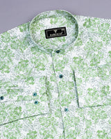 Green Split Leaf Printed Amsler Cotton Shirt