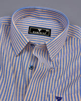 Candida Cream With Blue Bengal Stripe Oxford Cotton Shirt