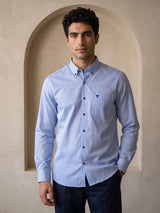 Antonia SkyBlue With White Stripe Dobby Premium Cotton Shirt