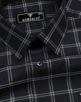 Jet Black With Gray Dobby Check Premium Giza Shirt