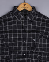 Jet Black With Gray Dobby Check Premium Giza Shirt