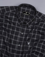 Jet Black With Gray Dobby Check Premium Giza Shirt