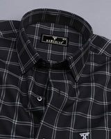 Jet Black With Gray Dobby Check Premium Giza Shirt