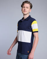 Ultra NavyBlue With White Pique Pima Designer T-Shirt