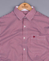 Inox Blood Red Houndstooth Dobby Giza Cotton Designer Shirt