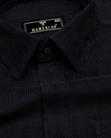 Spider Black Corduroy Premium Cotton Solid Shirt