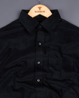 Spider Black Corduroy Premium Cotton Solid Shirt