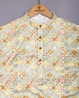 Fenugreek Yellow Embroidery Art Cotton Shirt Style Kurta