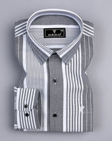 Dravite Gray With White University Stripe Oxford Cotton Shirt