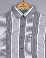 Dravite Gray With White University Stripe Oxford Cotton Shirt