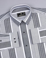 Dravite Gray With White University Stripe Oxford Cotton Shirt