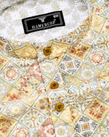 Fenugreek Yellow Embroidery Art Cotton Shirt Style Kurta