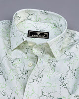 Felix Light Green Sprinkle Printed Self Stripe Dobby Cotton Shirt