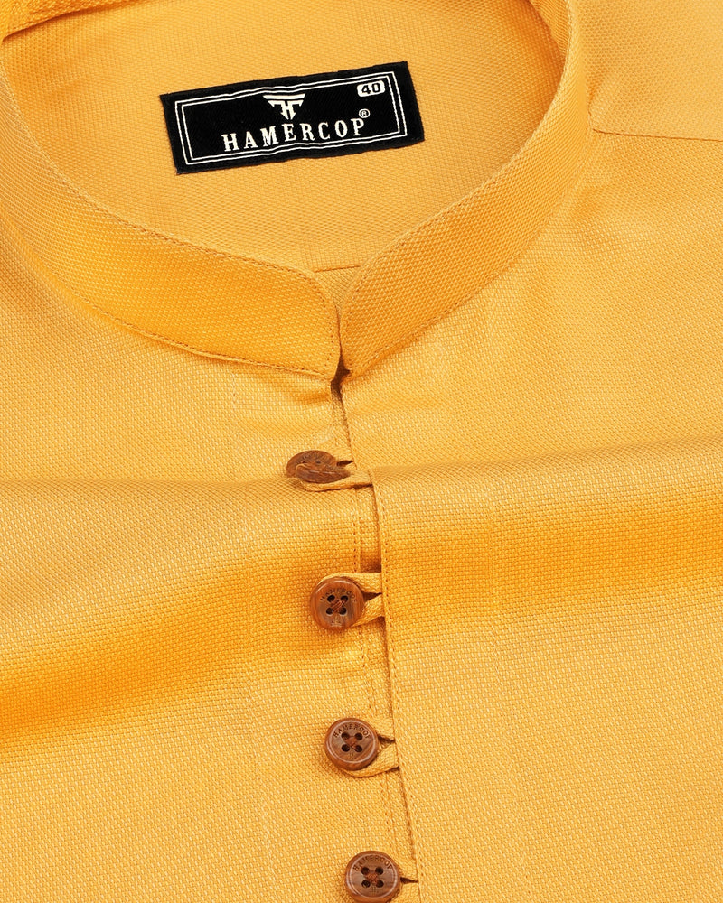Tuscany Yellow Dobby Cotton Shirt Style Kurta