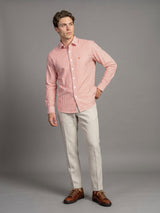 Pacific Orange Bengal Stripe Oxford Cotton Designer Shirt