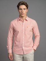 Pacific Orange Bengal Stripe Oxford Cotton Designer Shirt