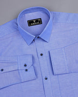 Carolina Blue Solid Oxford Cotton Formal Shirt