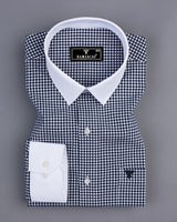 Omega NavyBlue With White Check Designer Cotton Shirt