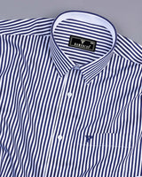 Destiny NavyBlue With White Stripe Premium Giza Designer Shirt