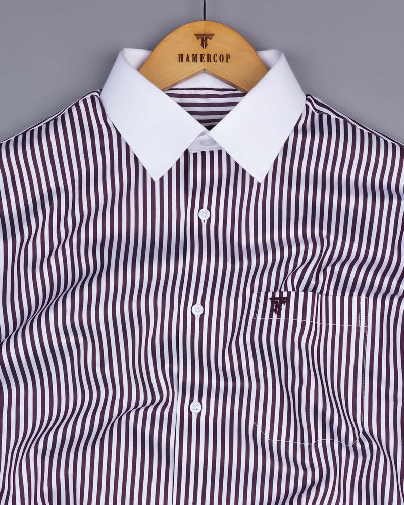 Destiny Purple With White Stripe Premium Giza Designer Shirt