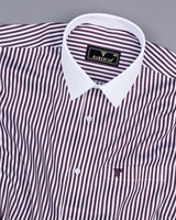 Destiny Purple With White Stripe Premium Giza Designer Shirt