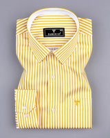 Destiny Yellow With White Stripe Premium Giza Designer Shirt